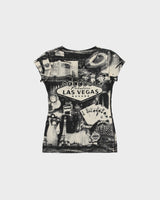 Vintage Y2K 2000s Reserved All Over Las Vegas Print T-Shirt - S
