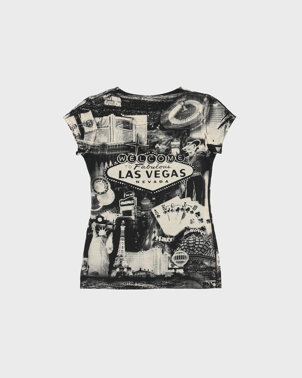 Vintage Y2K 2000s Reserved All Over Las Vegas Print T-Shirt - S