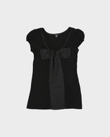 Vintage Y2K 2000s Jacob Oversized Bow Cap Sleeve T-shirt - XS