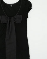Vintage Y2K 2000s Jacob Oversized Bow Cap Sleeve T-shirt - XS