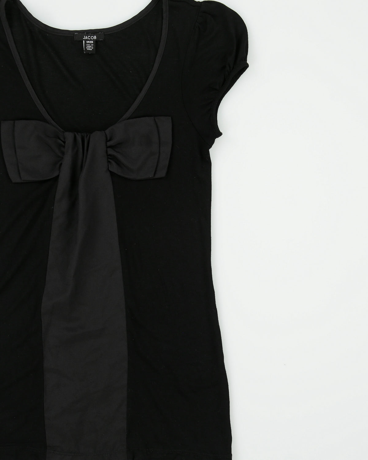 Vintage Y2K 2000s Jacob Oversized Bow Cap Sleeve T-shirt - XS