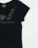 Vintage Y2K 2000s Harley Davidson 3D Logo Cap Sleeve T-shirt - M