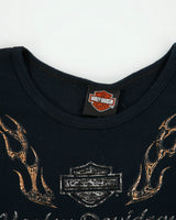 Vintage Y2K 2000s Harley Davidson 3D Logo Cap Sleeve T-shirt - M