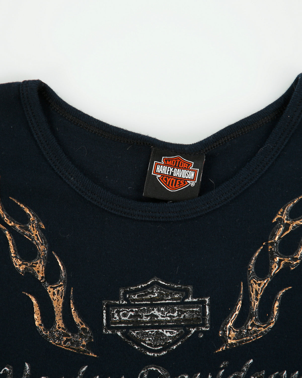 Vintage Y2K 2000s Harley Davidson 3D Logo Cap Sleeve T-shirt - M