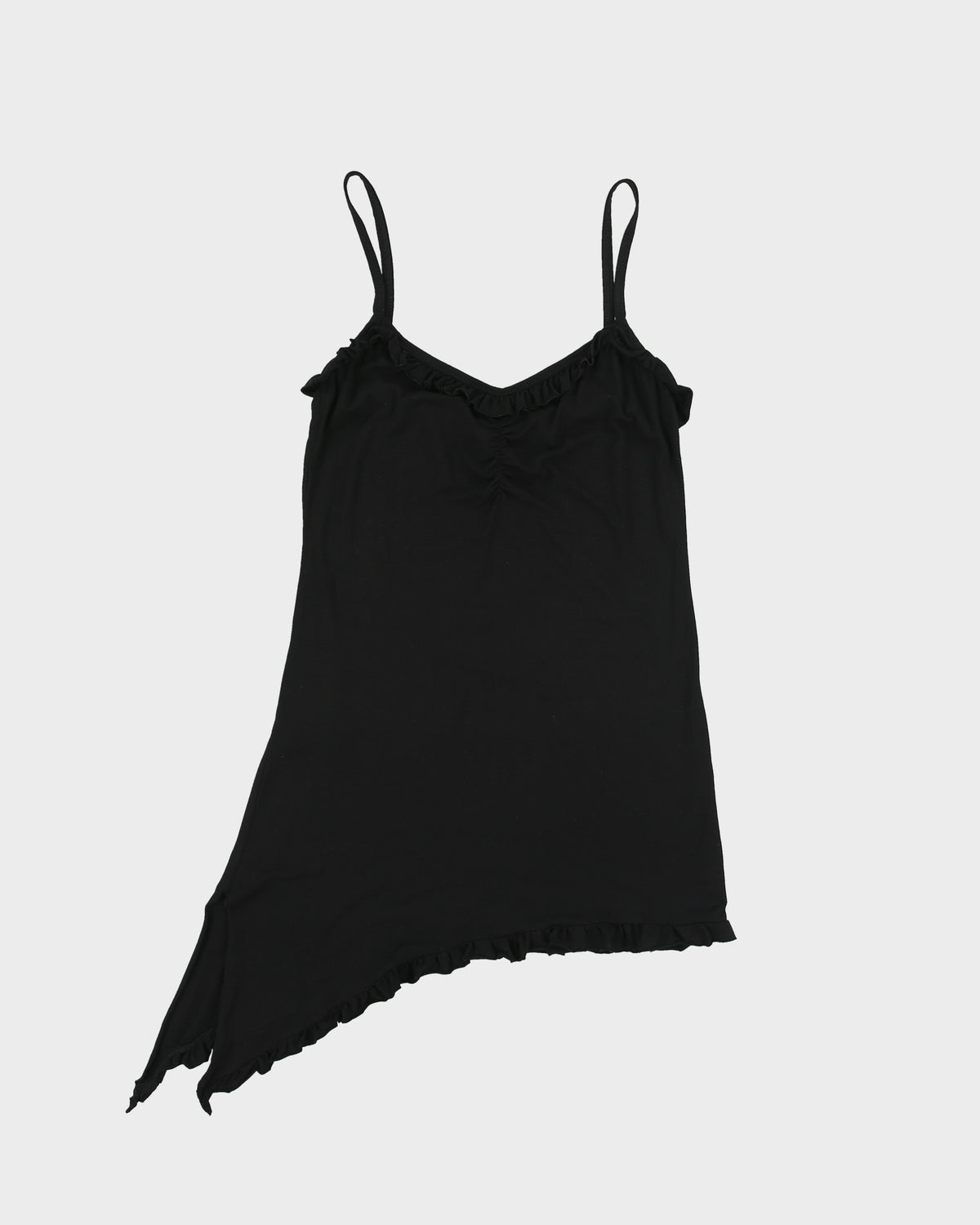 Vintage Y2K 2000s Sati Creation Asymmetric Hem Ruffle Cami Top - XS