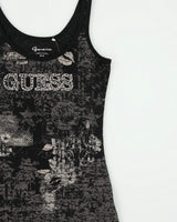 Vintage Y2K 2000s Guess Graphic Semi Sheer Rhinestone Cami - M