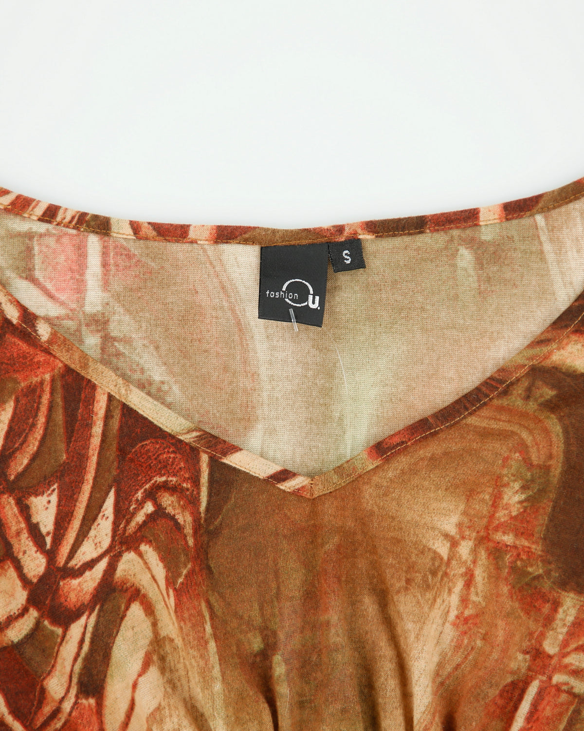 Vintage Y2K 2000s Fashion O U Abstract V Neck Long Sleeve Top - S