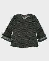 Vintage Y2K 2000s Miss World Polka Dot Bow Detail Lace Cut-out Top - M