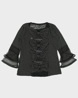 Vintage Y2K 2000s Miss World Polka Dot Bow Detail Lace Cut-out Top - M