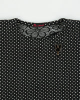 Vintage Y2K 2000s Miss World Polka Dot Bow Detail Lace Cut-out Top - M
