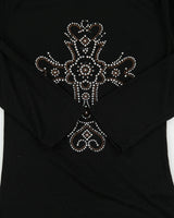 Vintage Y2K 2000s Charlotte Russe Rhinestone Cross Long Sleeve Top - S