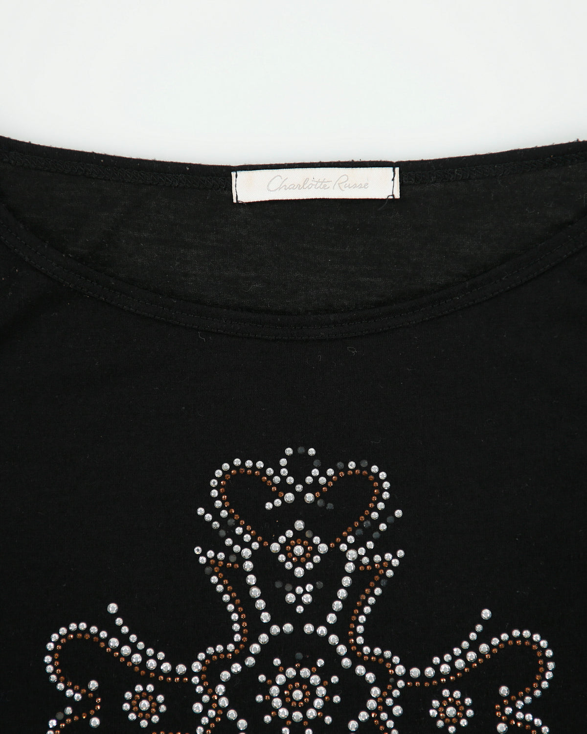 Vintage Y2K 2000s Charlotte Russe Rhinestone Cross Long Sleeve Top - S