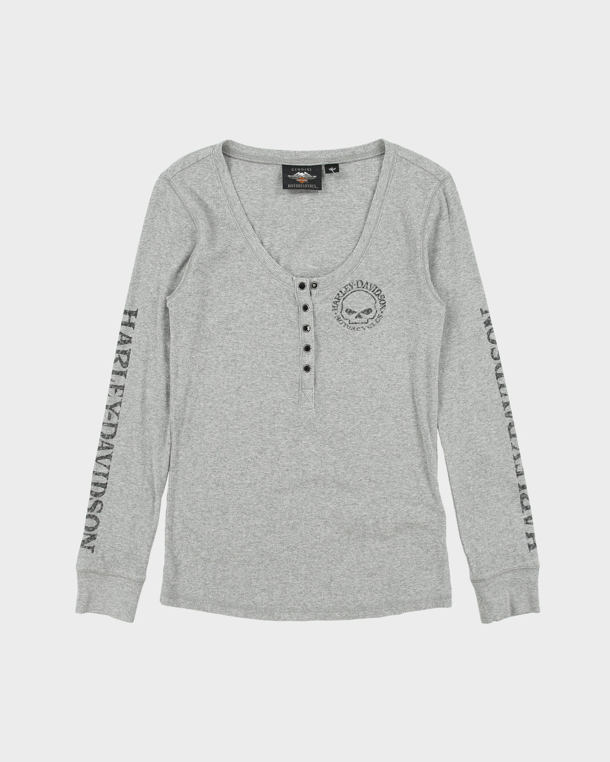 Vintage Y2K 2000s Harley Davidson Jewelled Snap Button Long Sleeve T-shirt - L