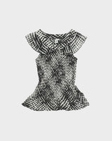 Vintage Y2K 00s Sash Mesh Plisse Ruffle Sleeveless Blouse - M