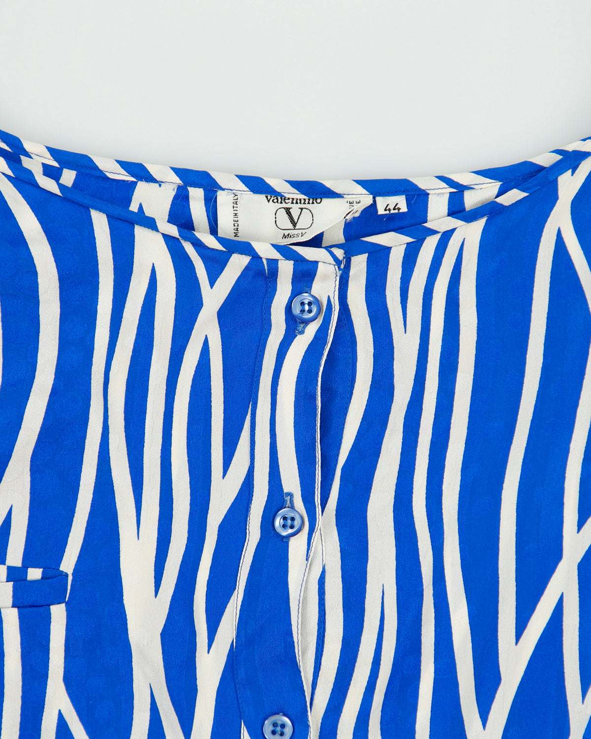 Vintage 1980s Valentino Miss V Shoulder Pad Silk Blouse - M