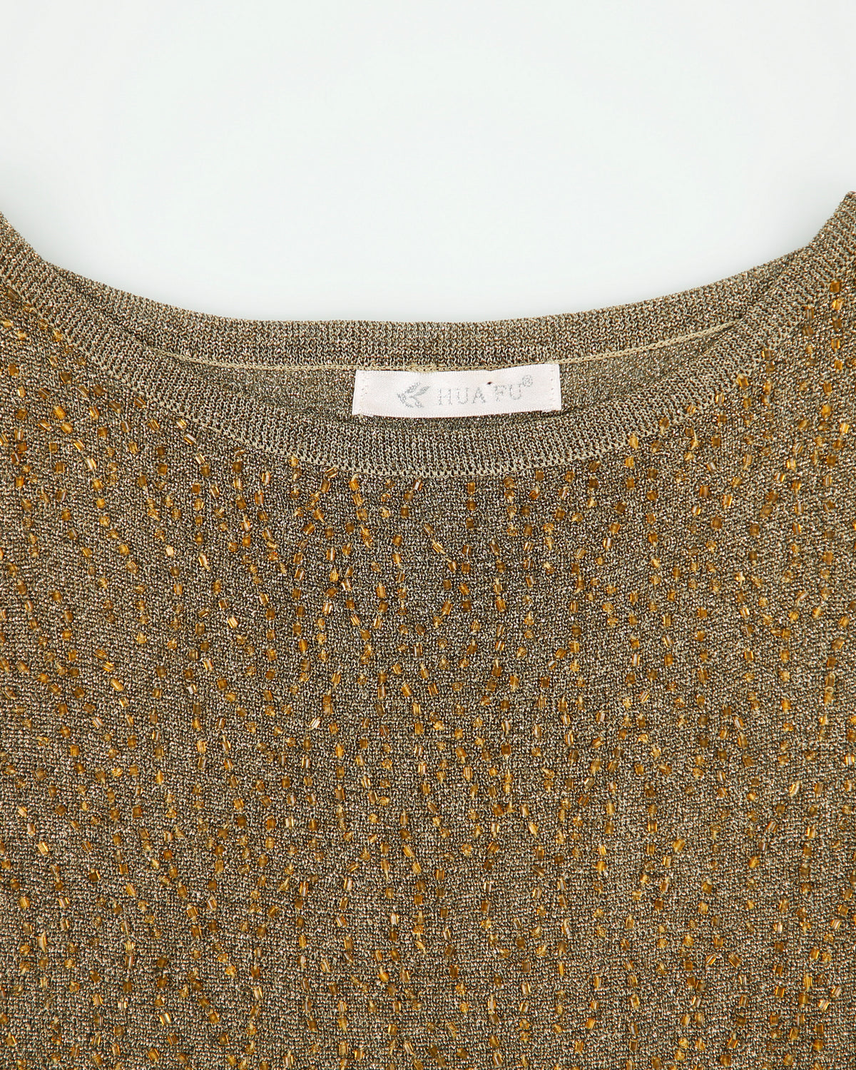 Vintage Y2K 00s Hua Fu Fine Knit Sparkly Beaded Sleeveless Top - S