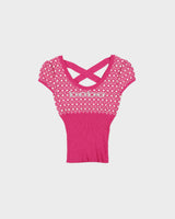 Vintage Y2K 00s Bebe Synched Waist Cross Back Rhinestone Logo Knit Top - S