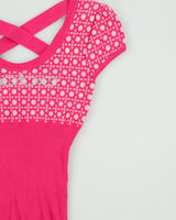 Vintage Y2K 00s Bebe Synched Waist Cross Back Rhinestone Logo Knit Top - S