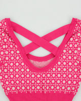 Vintage Y2K 00s Bebe Synched Waist Cross Back Rhinestone Logo Knit Top - S