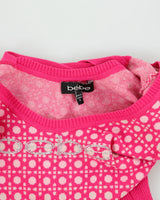 Vintage Y2K 00s Bebe Synched Waist Cross Back Rhinestone Logo Knit Top - S