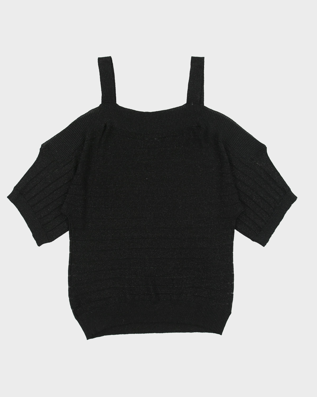 Vintage Y2K 00s Le Chateau Cold Shoulder Semi Sheer Sparkly Knit Top - XL