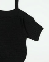 Vintage Y2K 00s Le Chateau Cold Shoulder Semi Sheer Sparkly Knit Top - XL