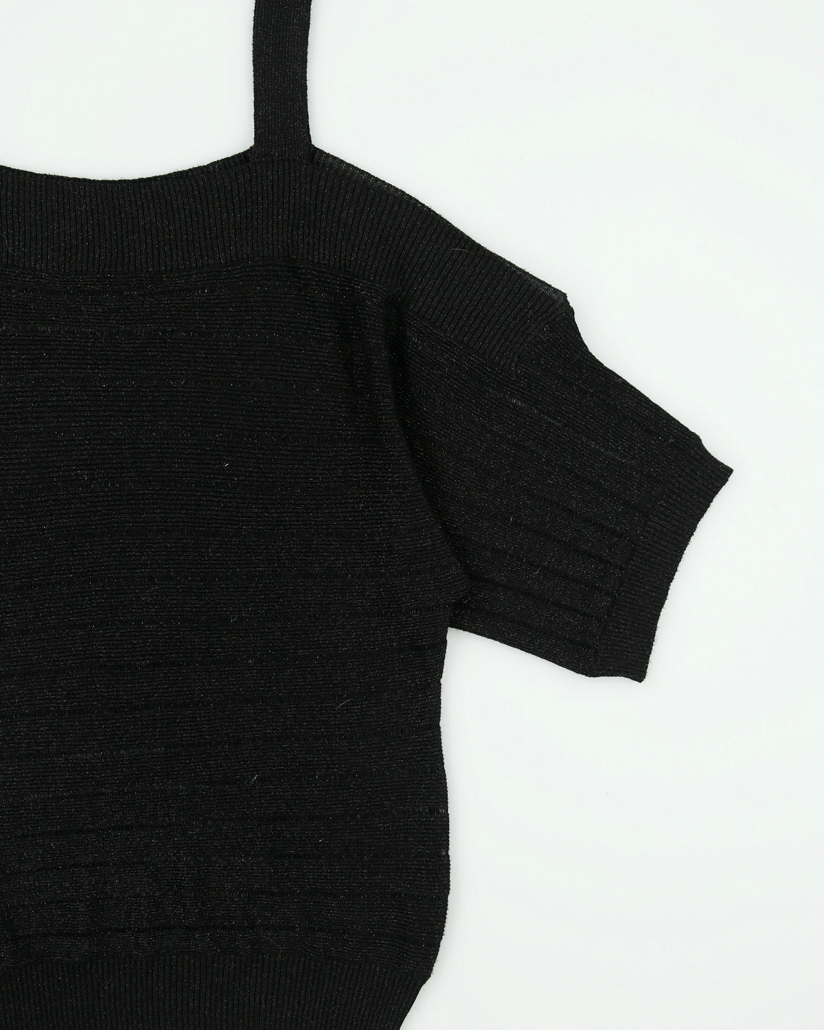 Vintage Y2K 00s Le Chateau Cold Shoulder Semi Sheer Sparkly Knit Top - XL