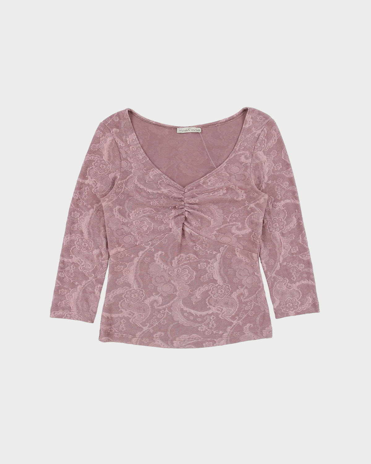 Vintage Y2K 00s Moa Moa Textured 3/4 Length Sleeve Top - M