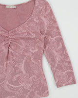 Vintage Y2K 00s Moa Moa Textured 3/4 Length Sleeve Top - M