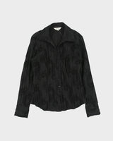 Vintage 1990s Jessica Velvet Paisley Pattern Crinkle Blouse - M