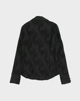 Vintage 1990s Jessica Velvet Paisley Pattern Crinkle Blouse - M