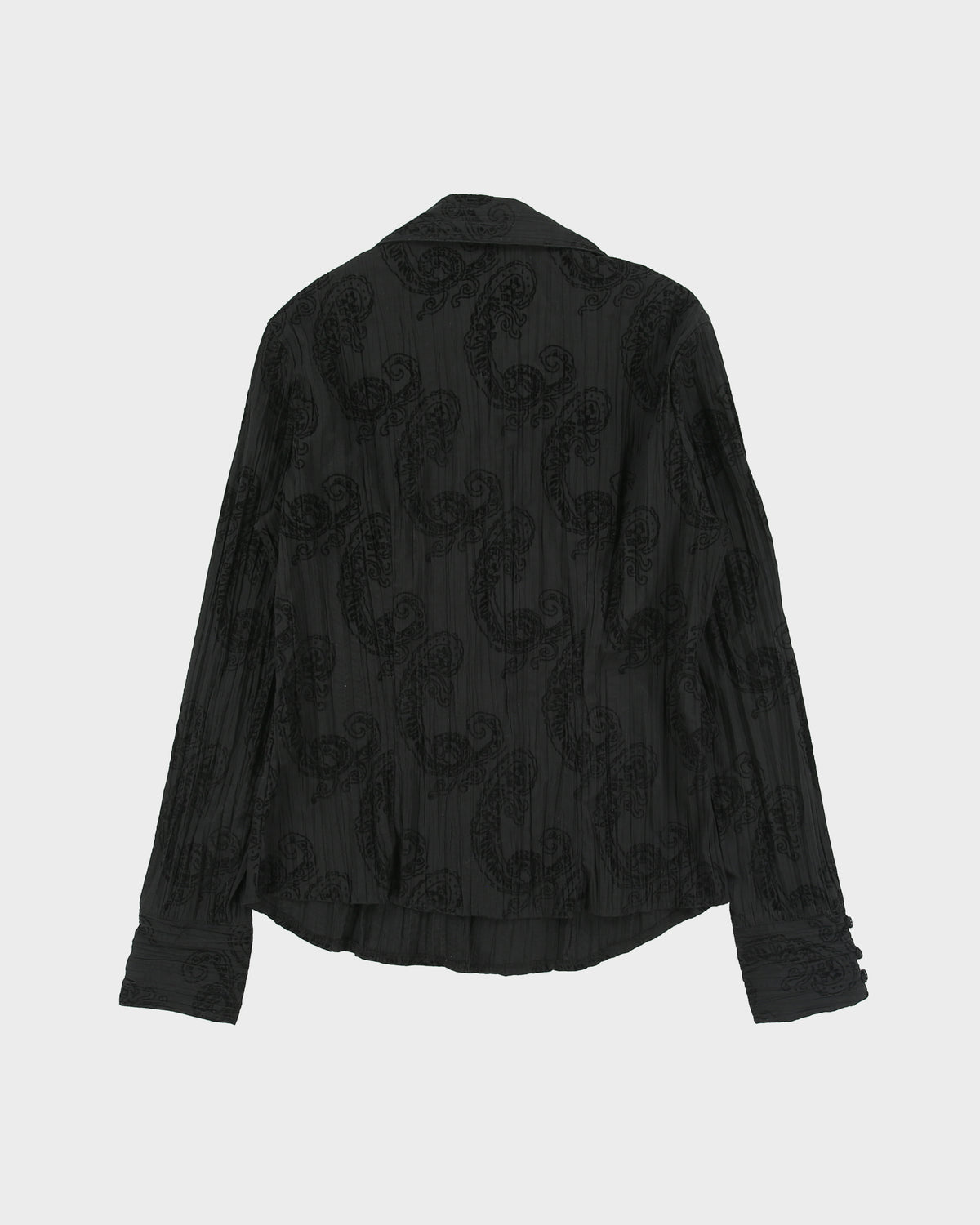 Vintage 1990s Jessica Velvet Paisley Pattern Crinkle Blouse - M