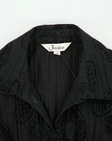 Vintage 1990s Jessica Velvet Paisley Pattern Crinkle Blouse - M