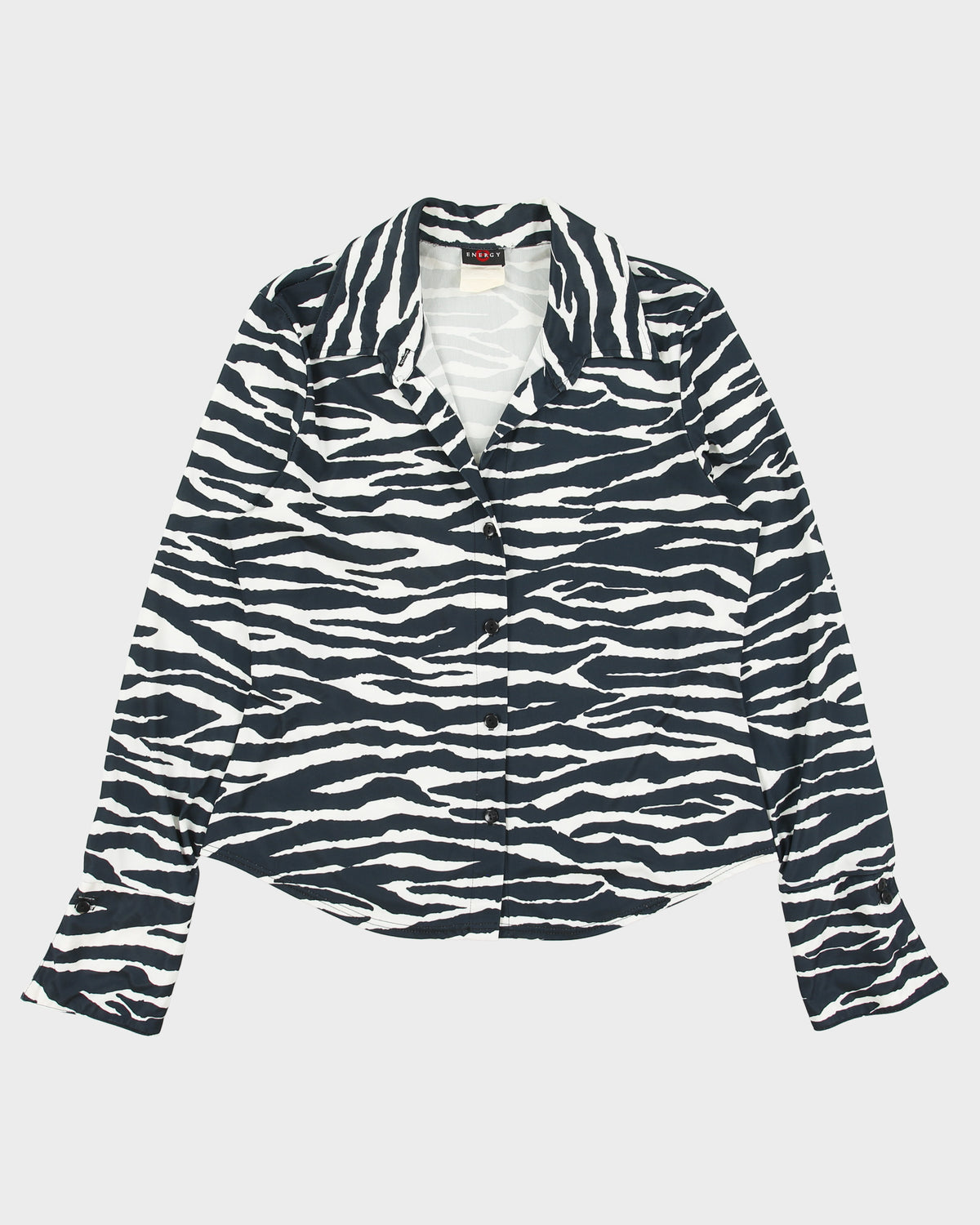 Vintage 1990s Energy Zebra Print Exaggerated Sleeve Blouse - L