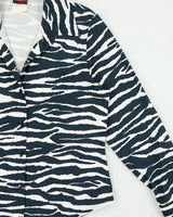 Vintage 1990s Energy Zebra Print Exaggerated Sleeve Blouse - L