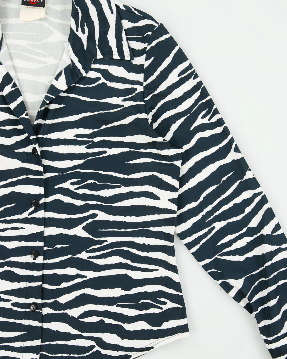 Vintage 1990s Energy Zebra Print Exaggerated Sleeve Blouse - L