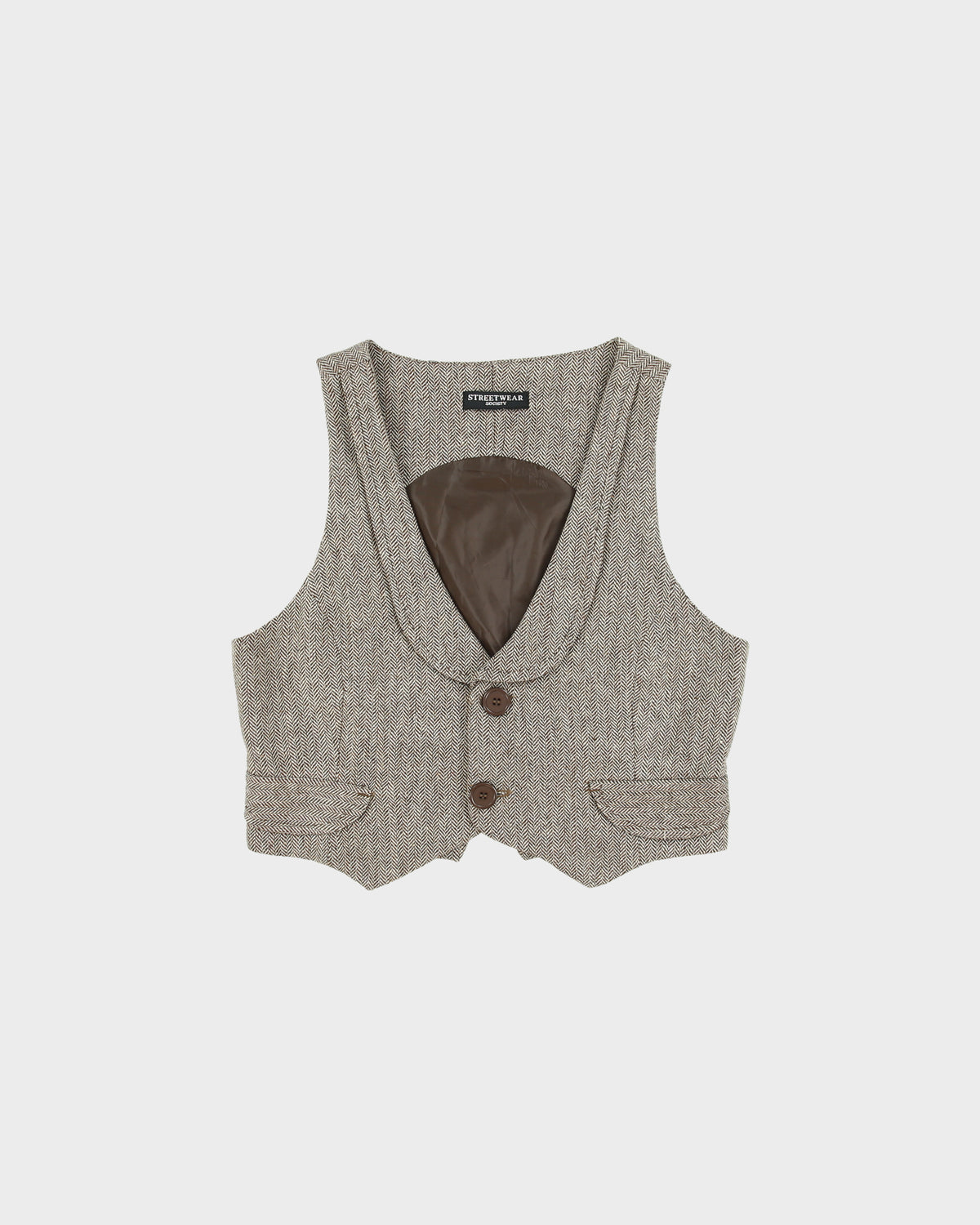 Vintage Y2K 00s Streetwear Society Wool Blend Waistcoat Top - M