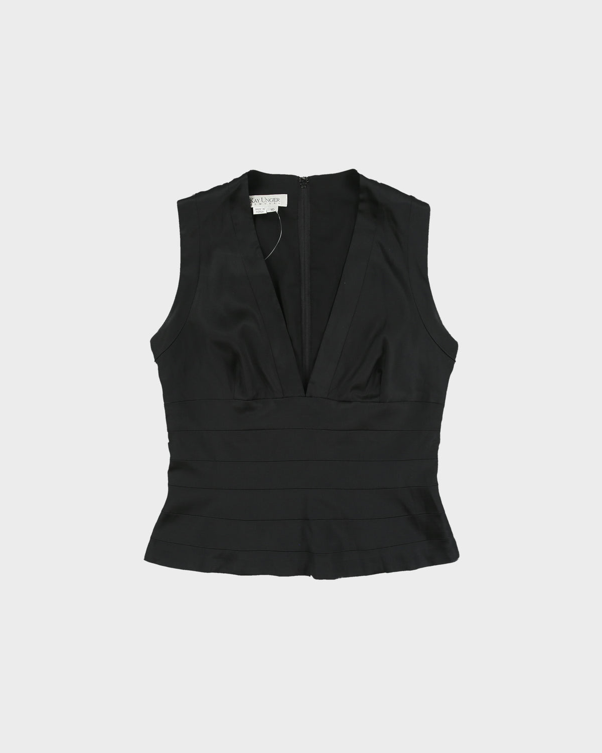 Vintage 1990s Kay Unger Silk Panelled Sleeveless Blouse - M