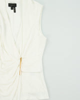 Vintage Y2K 00s Donna Karen Faux Wrap Gathered Sleeveless Top - M