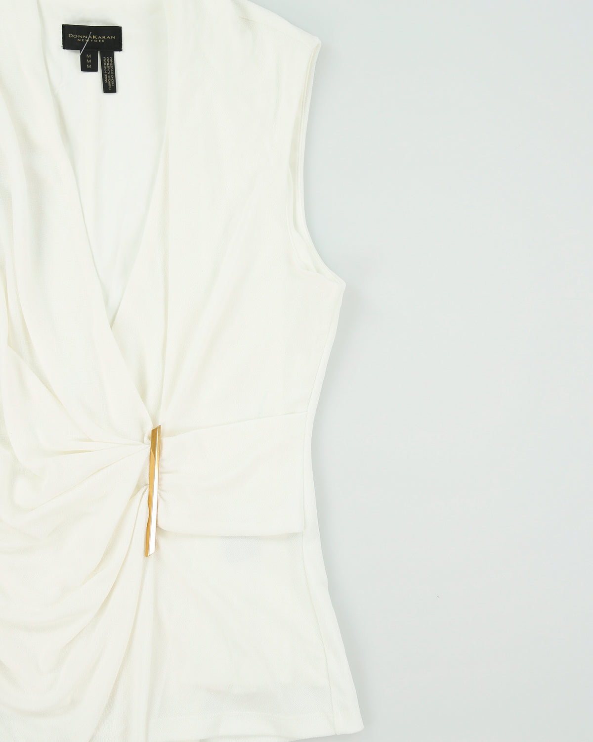Vintage Y2K 00s Donna Karen Faux Wrap Gathered Sleeveless Top - M