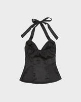 Vintage Y2K 00s Sugar Tart Satin Button Detail Halter Neck Top - S