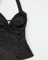 Vintage Y2K 00s Sugar Tart Satin Button Detail Halter Neck Top - S
