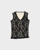 Vintage 1990s Beechers Brook V-neck Lace Sleeveless Top - S