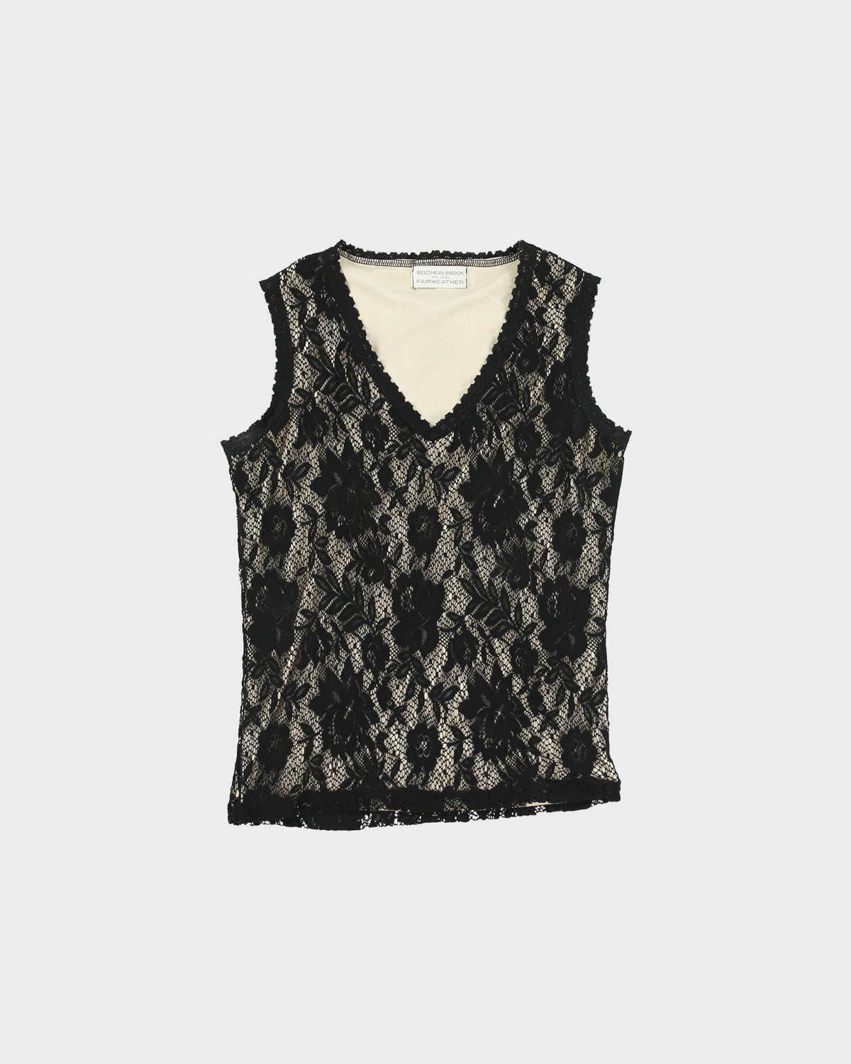 Vintage 1990s Beechers Brook V-neck Lace Sleeveless Top - S