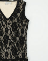 Vintage 1990s Beechers Brook V-neck Lace Sleeveless Top - S