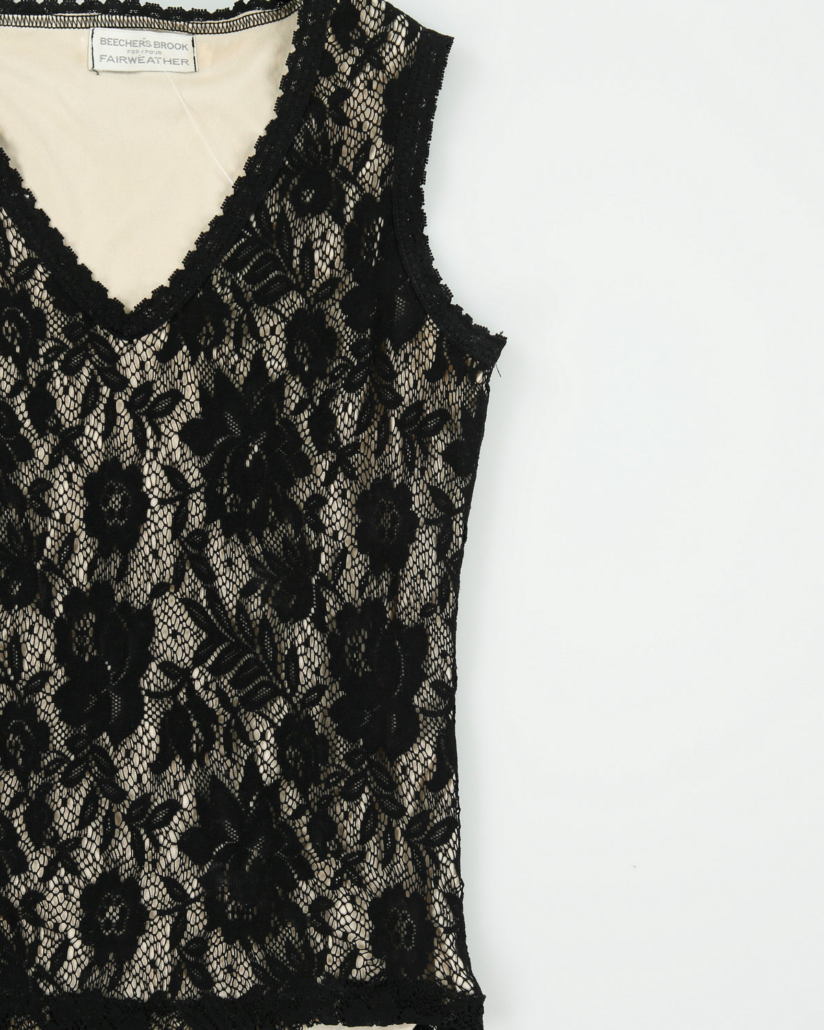 Vintage 1990s Beechers Brook V-neck Lace Sleeveless Top - S