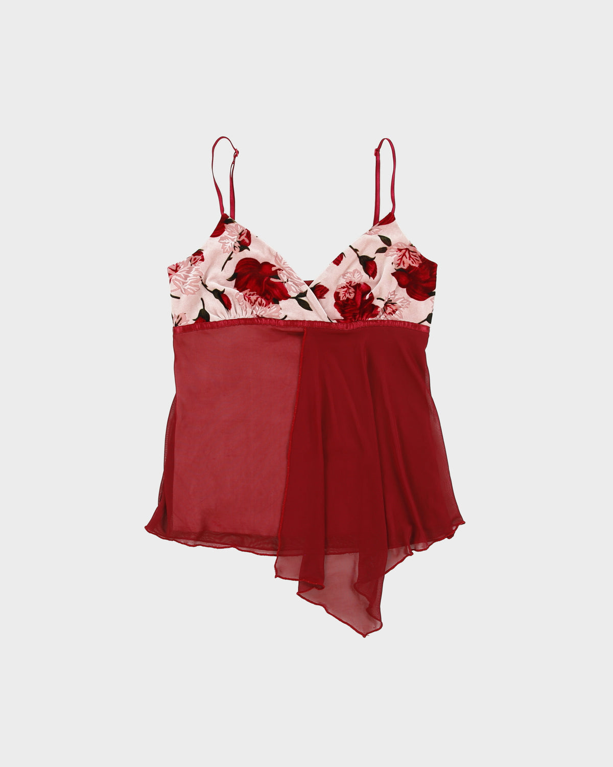 Vintage Y2K 00s Le Chateau Floral Velvet Detail Cami - S
