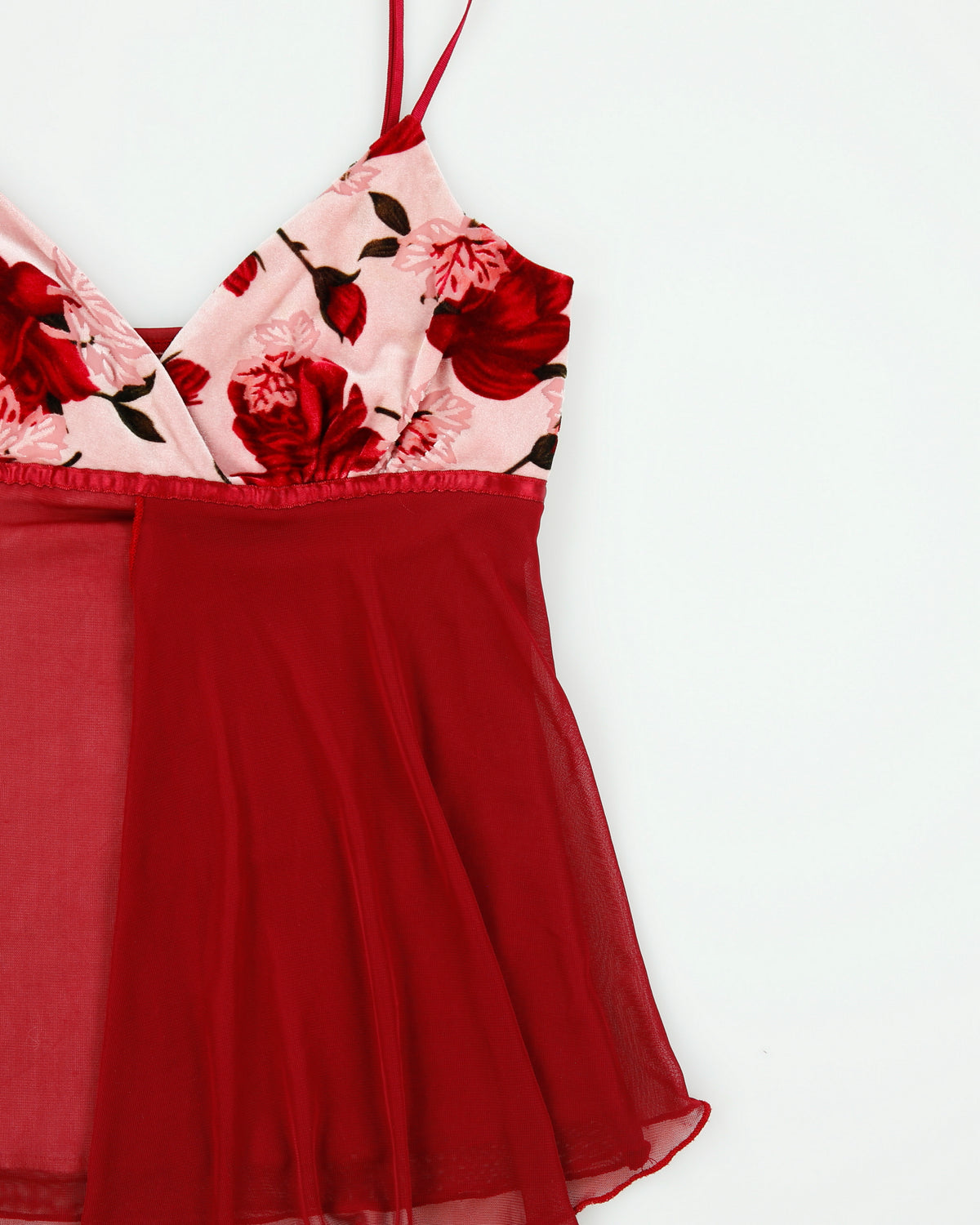 Vintage Y2K 00s Le Chateau Floral Velvet Detail Cami - S