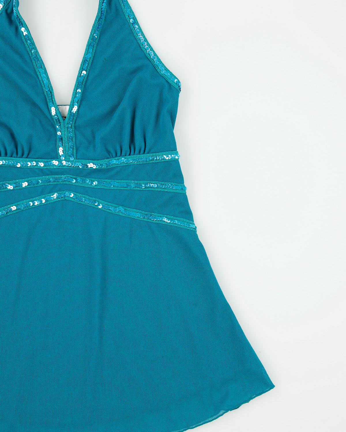 Vintage Y2K 00s Chado Lined Mesh Sequin Halter Neck Top - XS