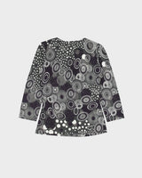 Vintage Y2K 00s A&amp;K Designs Spotty O Ring Faux Wrap 3/4 Sleeve Top - S